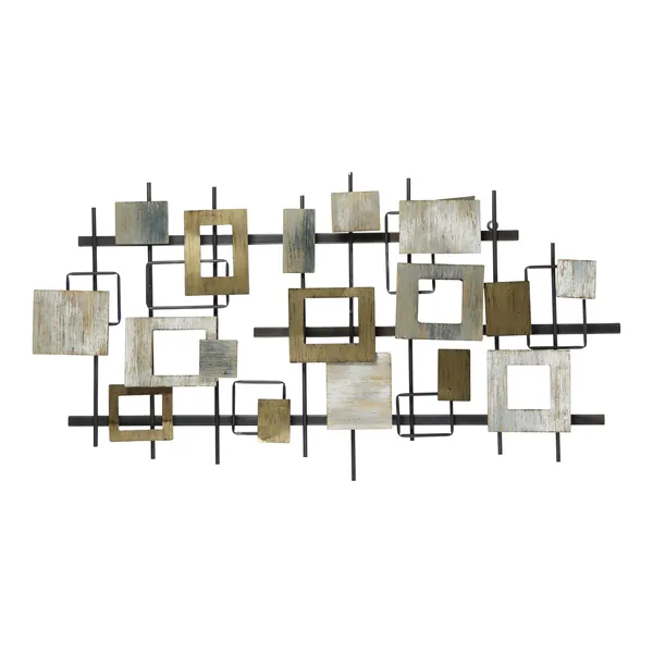 Homeroots.co 376562 Geometric-inspired Distressed Finish Wall Centerpi