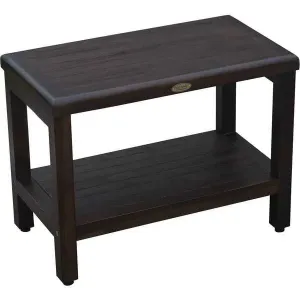 Homeroots.co 376667 Elegant Brown Teak Shower Bench With Storage Shelf