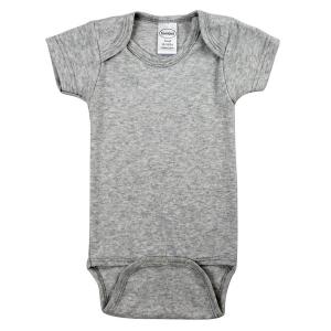 Bambini 0010B.GREY.L Heather Grey Interlock Short Sleeve Bodysuit Onez