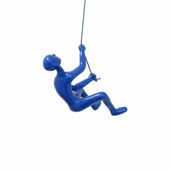 Homeroots.co 358137 Blue Resin Climbing Man Wall Art Sculpture