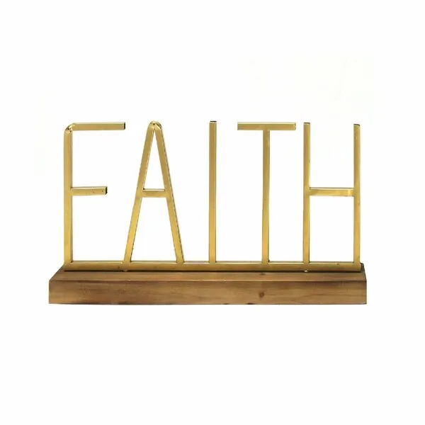 Homeroots.co 373158 Faith Gold Metal And Wood Tabletop