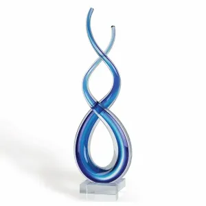 Homeroots.co 376068 14 Blue Art Glass Centerpiece On Crystal Base