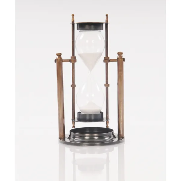 Homeroots.co 364215 4.5 X 4.5 X 8.5 Brass Revolving Sandtimer