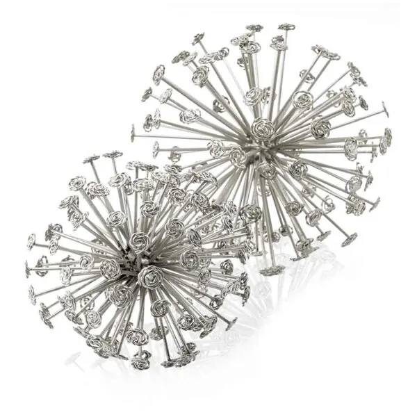 Homeroots.co 354790 6.5 X 6.5 X 6.5 Silver Starburst Spheres Set Of 2