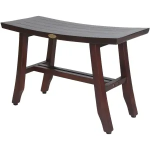 Homeroots.co 376685 Contemporary Teak Shower Stool Or Bench In Brown F