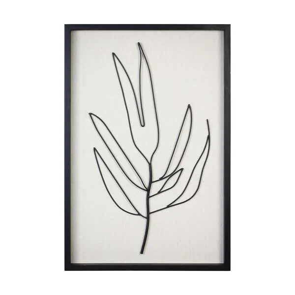 Homeroots.co 376567 Hand-painted Leaf Wall Art With Matte Black Finish