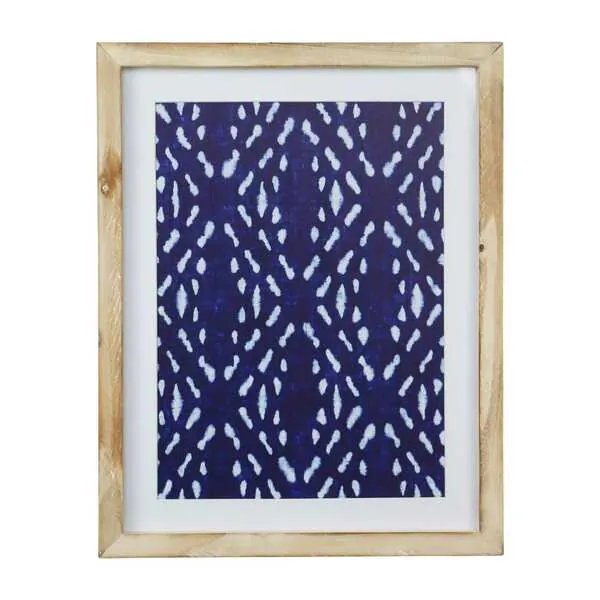 Homeroots.co 376646 Indigo And White Print Design Framed Wall Art