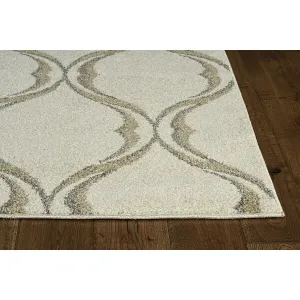 Homeroots.co 375013 2' X 3' Sand Wavy Line Pattern Accent Rug