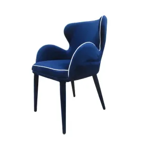 Homeroots.co 283094 33 Blue Fabric And Metal Dining Chair