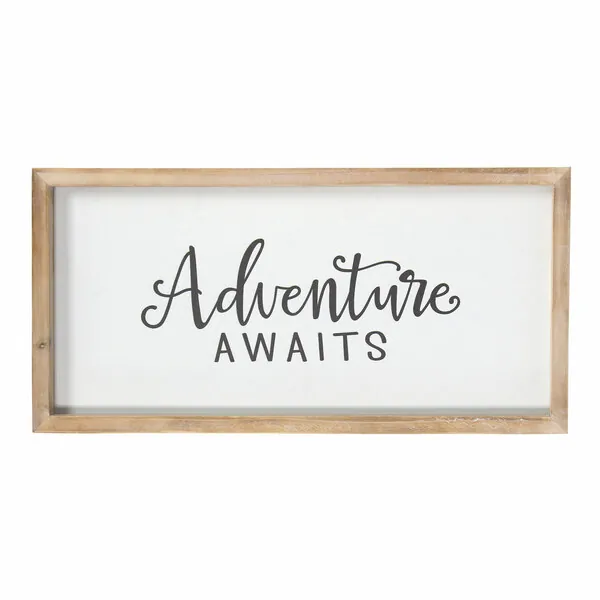 Homeroots.co 373429 Adventure Awaits Natural Wood And White Framed Wal