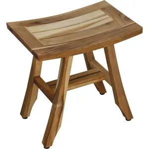 Homeroots.co 376745 Compact Rectangular Teak Shower Or Outdoor Bench I