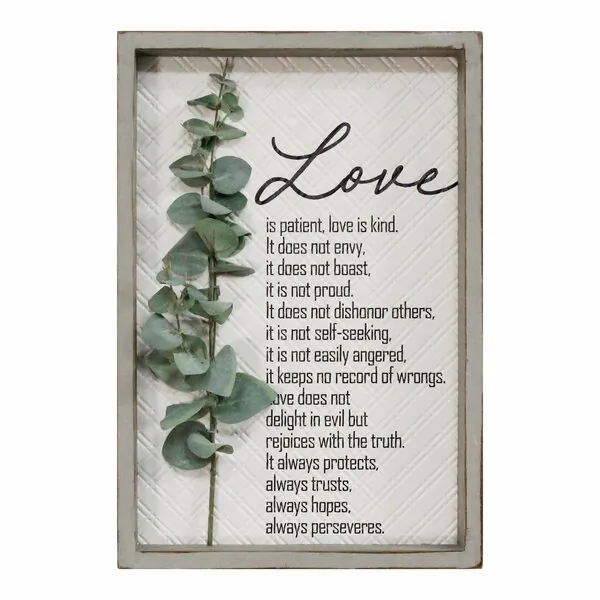 Homeroots.co 373232 Love Is Patient Metal  Wood Framed Wall Art