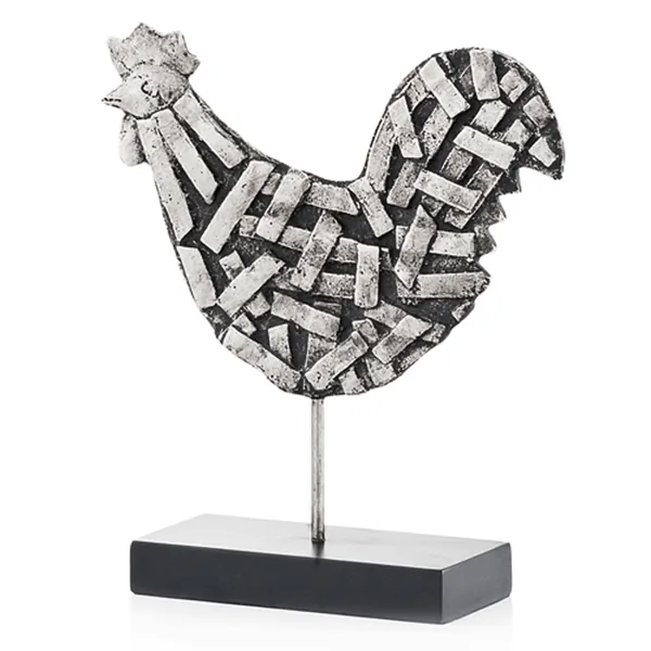 Homeroots.co 354862 3 X 9.5 X 10.5 Silver And Black Strap Rooster