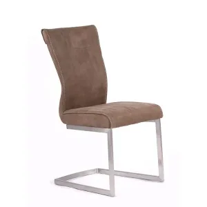 Homeroots.co 283512 Set Of 2 Brown Fabric And Steel Dining Chair