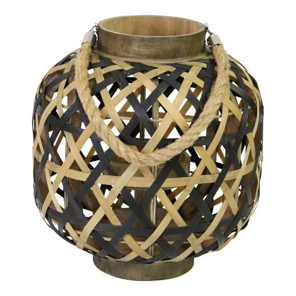 Homeroots.co 373309 Boho Two-tone Woven Lantern