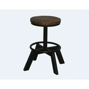 Homeroots.co 379802 Old School Industrial Dark Wood Stool