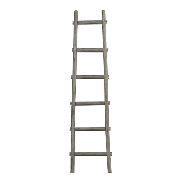 Homeroots.co 379918 6 Step Grey Decorative Ladder Shelve