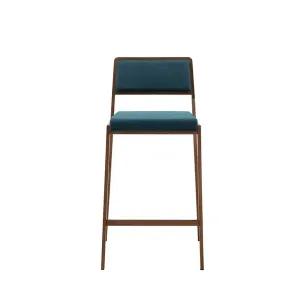 Homeroots.co 370627 Luxury Teal Blue And Brushed Gold Counter Stool