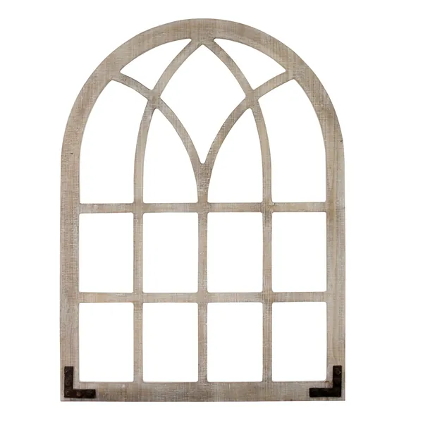 Homeroots.co 373280 Distressed Wood Framed Window Arch Wall Decor