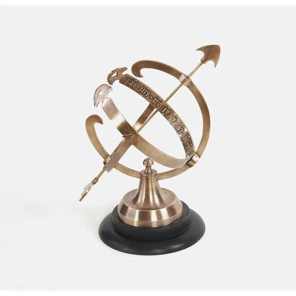 Homeroots.co 364218 8 X 10 X 14.25 Brass Armillary On Wooden Base