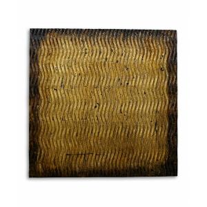 Homeroots.co 274795 Raw Wood Look Gold Finish Square Wall Art Medium