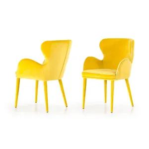 Homeroots.co 283127 33 Yellow Fabric And Metal Dining Chair