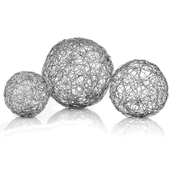 Homeroots.co 354590 5 X 5 X 5 Shiny Nickel Silver Wire Spheres Box Of 