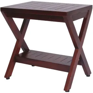 Homeroots.co 376688 Compact X Shape Teak Shower Outdoor Bench With She