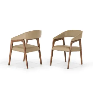 Homeroots.co 283002 31 Taupe Leatherette And Walnut Wood Dining Chair