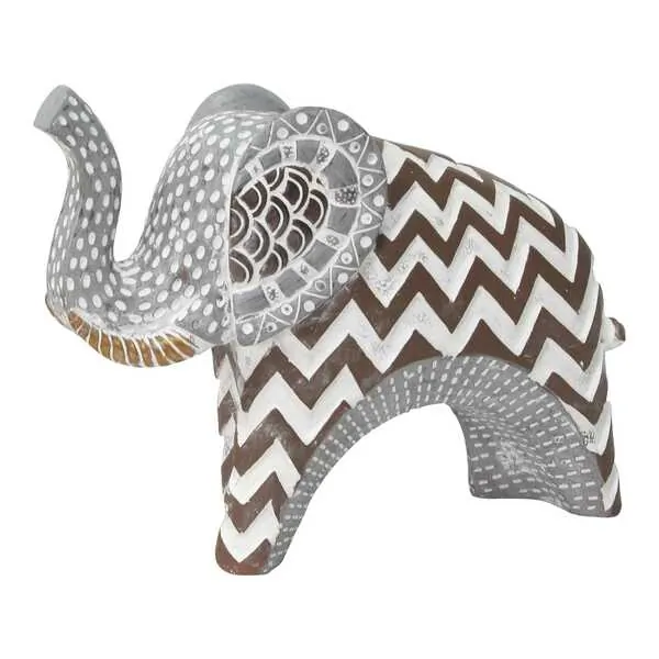 Homeroots.co 373449 Carved Tribal Elephant Tabletop