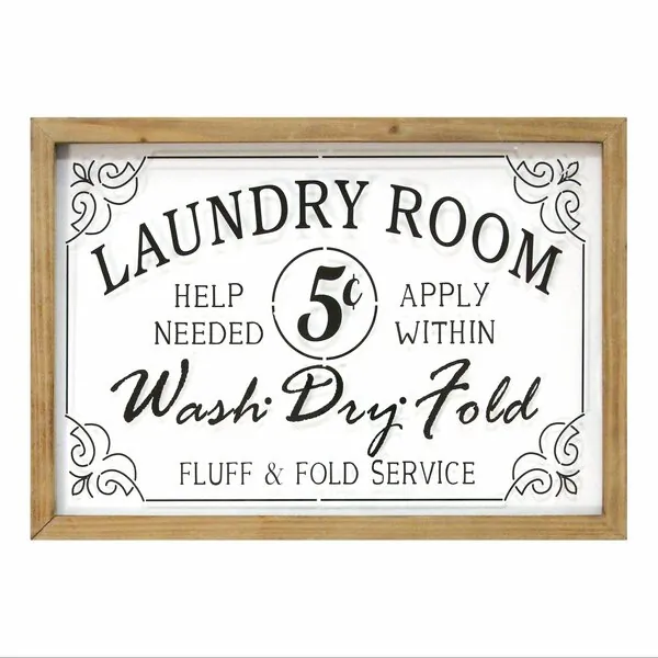 Homeroots.co 373265 Vintage Style Laundry Room Glass And Wood Framed W