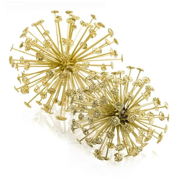 Homeroots.co 354789 6.5 X 6.5 X 6.5 Gold Starburst Spheres Set Of 2