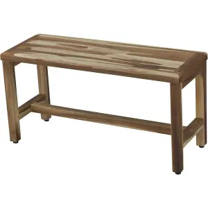 Homeroots.co 376746 Rectangular Teak Shower Bench In Natural Finish