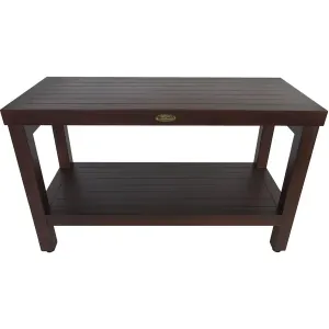 Homeroots.co 376668 Rectangular Teak Shower Stool Or Bench With Shelf 