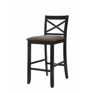 Homeroots.co 376983 Set Of 2 - 43 Black Wood Finish With Dark Fabric U