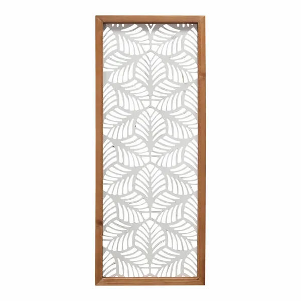 Homeroots.co 373425 Carved Leaf Wood Framed Wall Panel