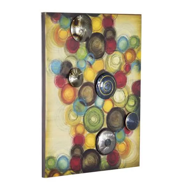 Homeroots.co 319795 Metallic Multi Color Metal 3d Metal Circles Wall A