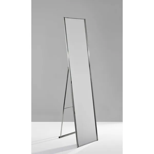 Homeroots.co 372953 13.5 X 14.5 X 59 Brushed Steel  Floor Mirror