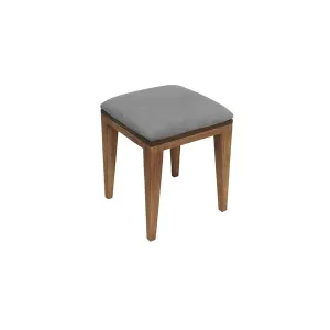 Homeroots.co 373071 Contemporary Gray Acacia Wood Stool With Cushion