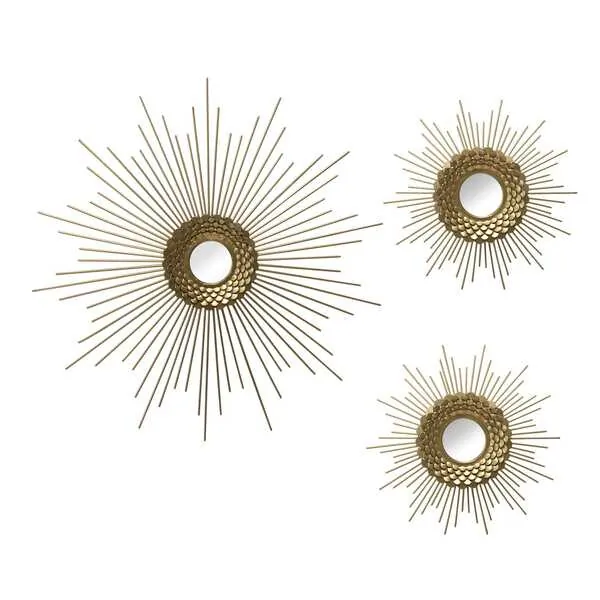 Homeroots.co 373405 Gold Starburst Wall Mirrors