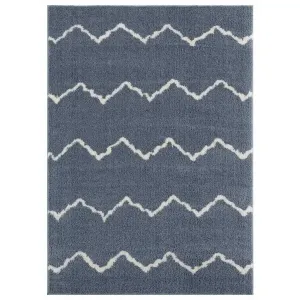 Homeroots.co 371590 23 X 36 Blue  Grey Microfiber Polyester Accent Rug