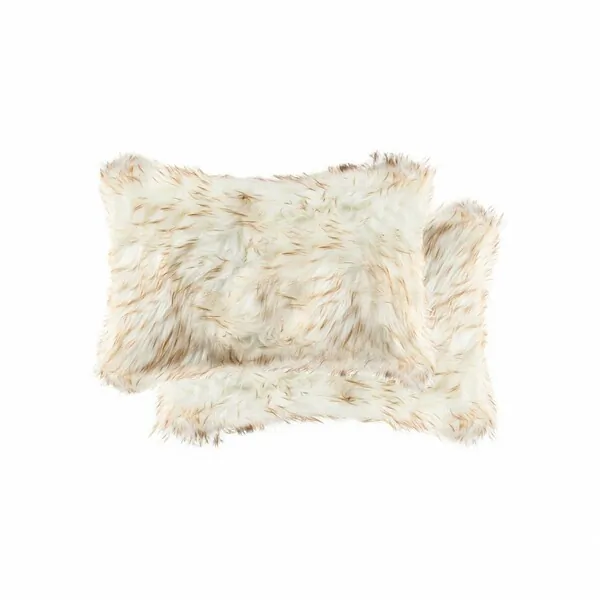 Homeroots.co 317195 Gradient Tan Faux Fur Pillows 2-pack - 12x20 Inche