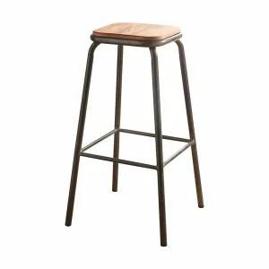 Homeroots.co 376990 Set Of 2 30 Gunmetal And Natural Backless Stools