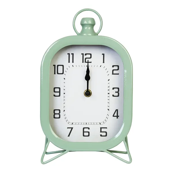 Homeroots.co 376616 Retro Rounded Square Green Table Top Clock