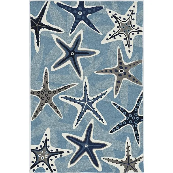 Homeroots.co 374682 2' X 3' Blue Polypropylene Accent Rug