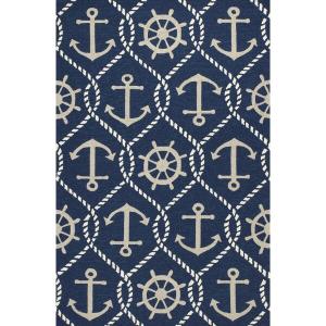 Homeroots.co 353302 2' X 3' Uv Treated Polypropylene Navy Accent Rug