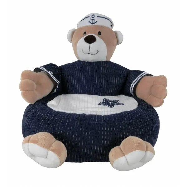 Homeroots.co 364156 21.65 X 21.65 X 19.68 Whitebluenavy Bear Chair