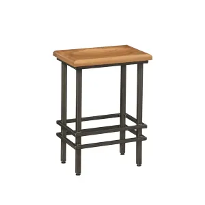 Homeroots.co 373945 30 Deco Natural Cherry And Black Steel Bar Stool