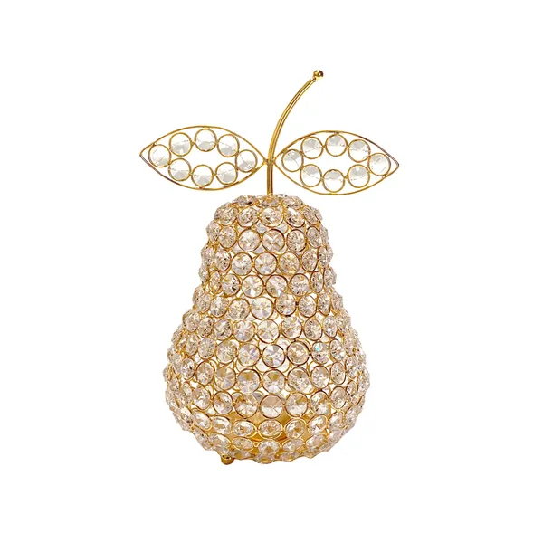 Homeroots.co 379770 10.75 Medium Faux Crystal Gold Pear Sculpture