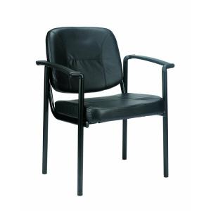 Homeroots.co 372464 26 X 18.5 X 32.7 Black Vinyl Guest Chair